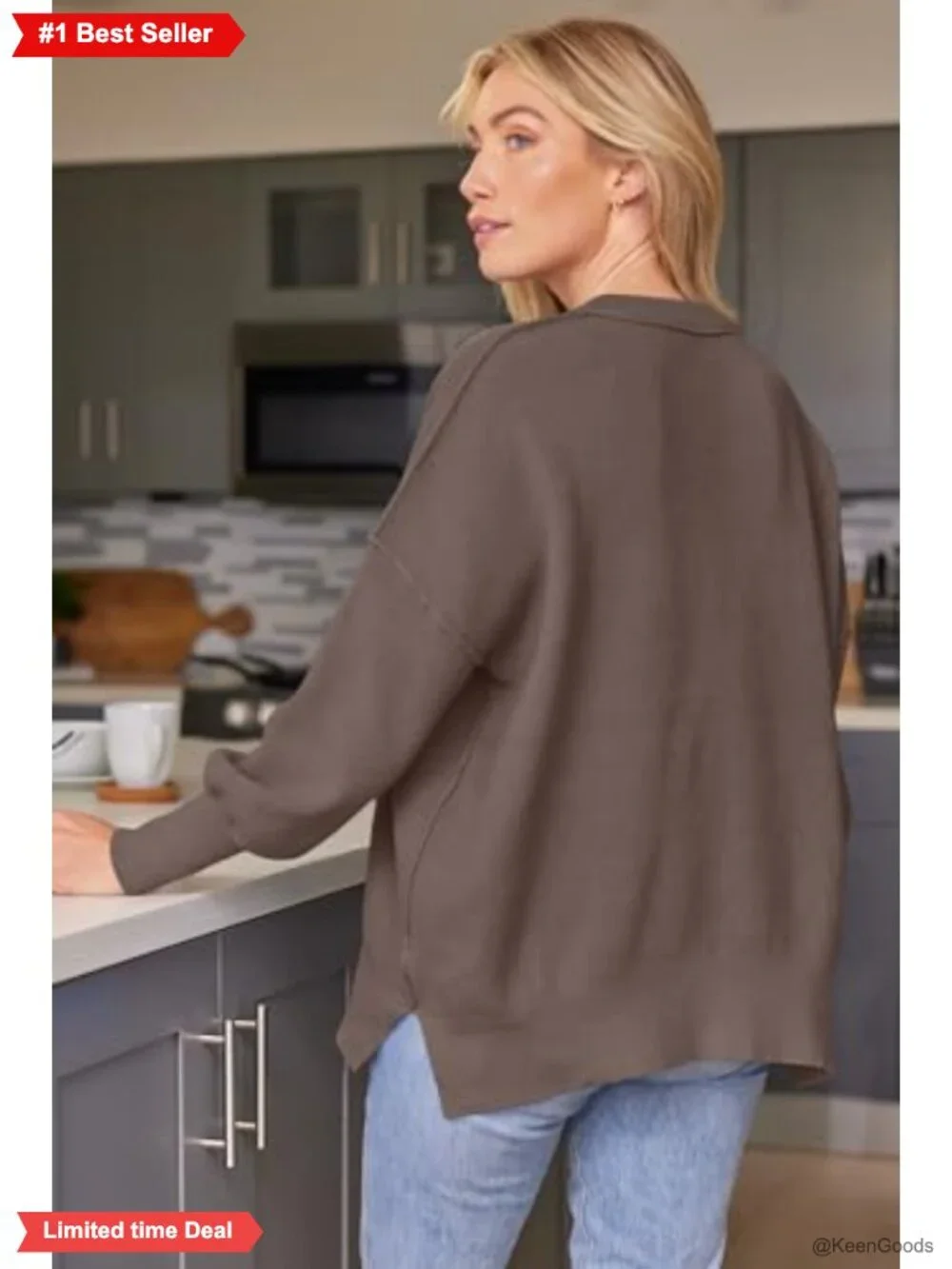 Oversized Crewneck Sweater Women Fall Winter Tunic Pullover Loose Fit